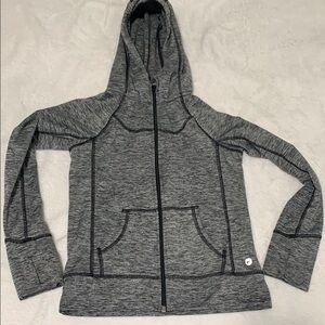 90 Degree By Reflex Girls' Black and Gray Full Zip Top